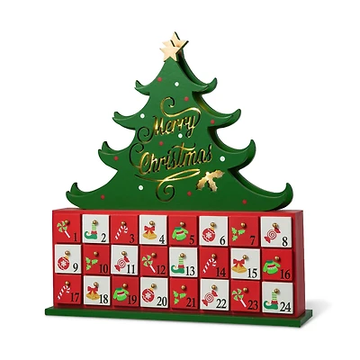 Glitzhome® 15.25" Lighted Christmas Tree Advent Calendar Décor