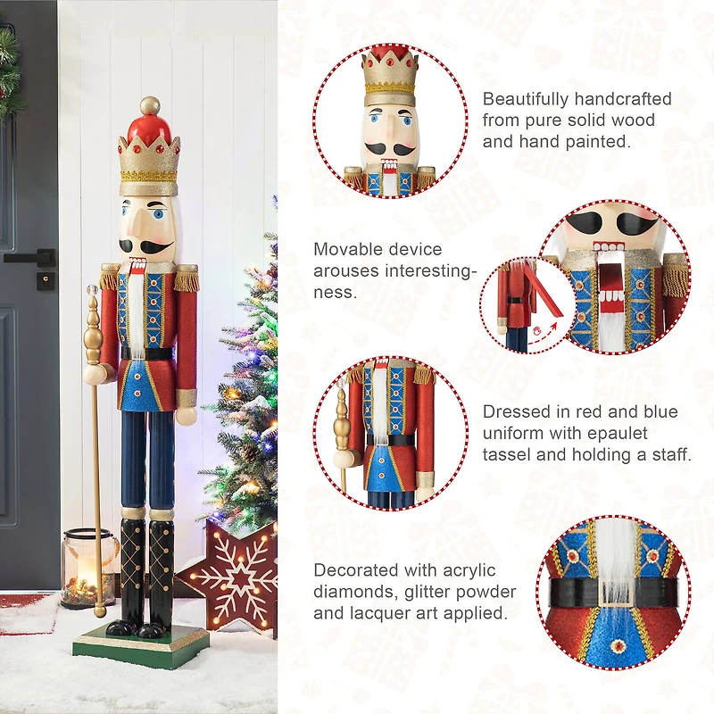 Glitzhome® 54" Wooden Christmas Glitter King Nutcracker