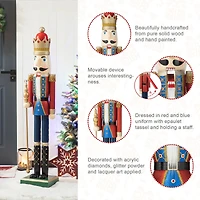 Glitzhome® 54" Wooden Christmas Glitter King Nutcracker