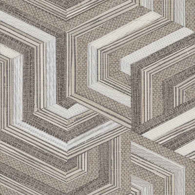 RoomMates Geo Puzzle Faux Grasscloth Peel & Stick Wallpaper