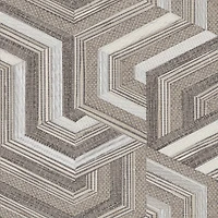 RoomMates Geo Puzzle Faux Grasscloth Peel & Stick Wallpaper