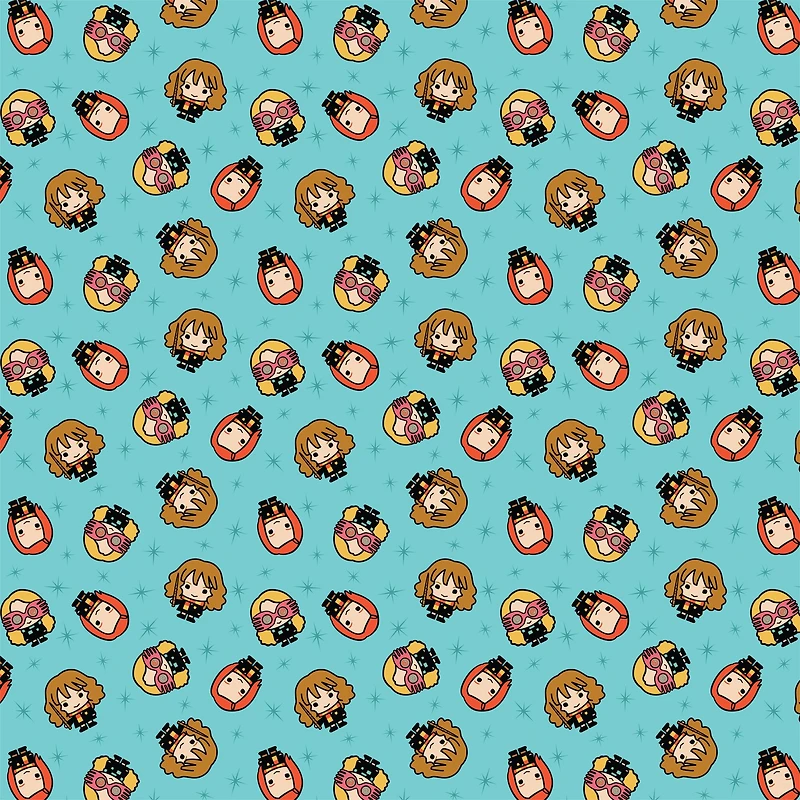Harry Potter™ Aqua Kawaii Girls Toss Cotton Fabric