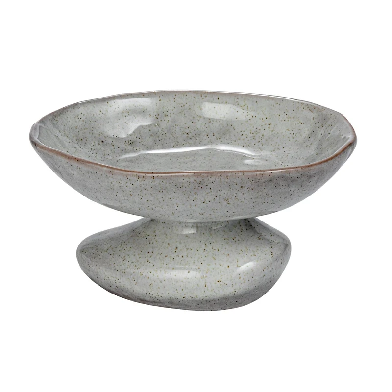 Hello Honey® 5" White Speckled Stoneware Organic Shaped Footed Dish