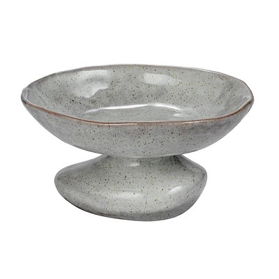 Hello Honey® 5" White Speckled Stoneware Organic Shaped Footed Dish