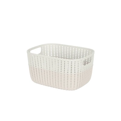 Simplify Medium Ivory 2-Tone Decorative Storage Basket