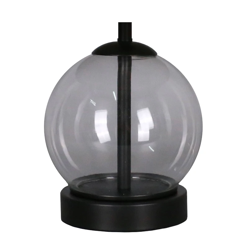 14" Black Metal & Glass Table Lamp with Natural Fabric Shade by Ashland®