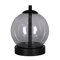 14" Black Metal & Glass Table Lamp with Natural Fabric Shade by Ashland®