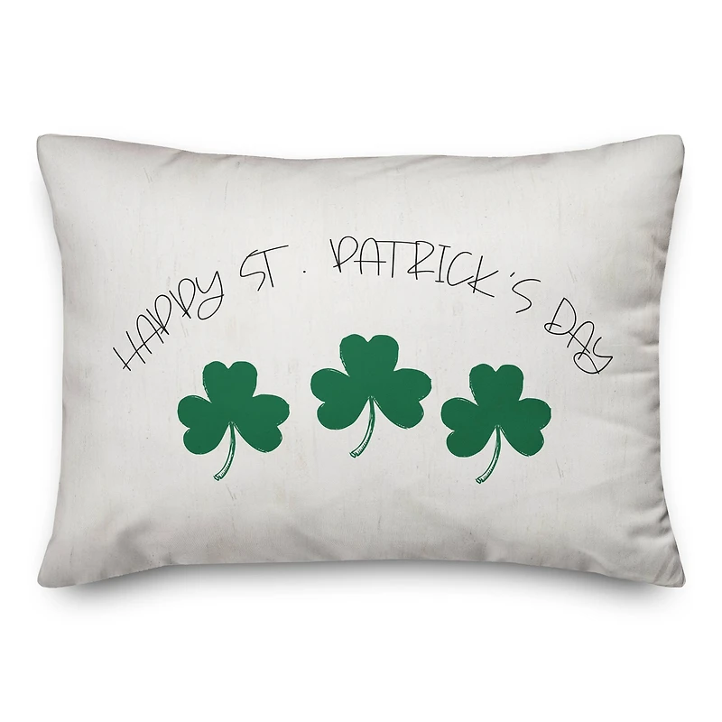 Happy Patricks Day Clover 14" x 20" Throw Pillow