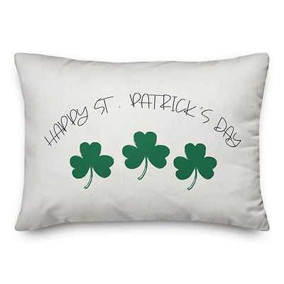 Happy Patricks Day Clover 14" x 20" Throw Pillow