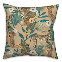 Tropical Cheetah Square Throw Pillow