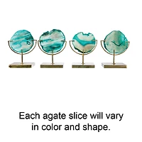 Hello Honey® 7" Marbled Turquoise Decorative Agate Slice Accent on Metal Stand