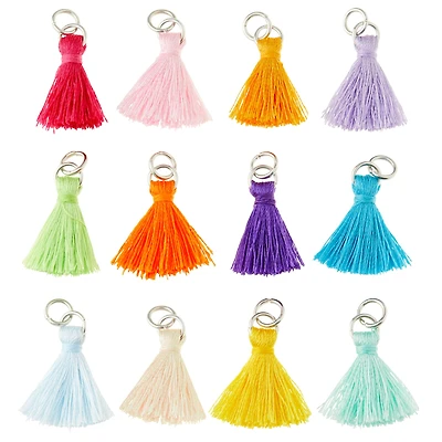 12 Packs: 12 ct. (144 total) Multicolored Tassel Rhodium Charms by Bead Landing™