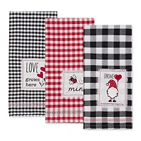 DII® Valentines Checked Embellished Dishtowel Set