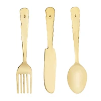 Set of 3 Gold Aluminum Glam Wall Decor, 5" x 33"