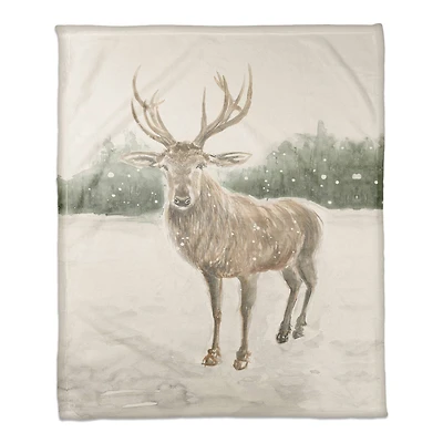Winter Deer 50x60 Coral Fleece Blanket