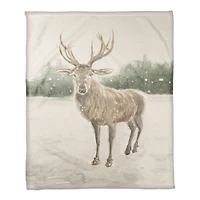 Winter Deer 50x60 Coral Fleece Blanket