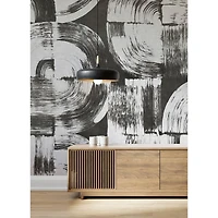 Katie Hunt Charcoal Gray Brushstrokes Wall Mural