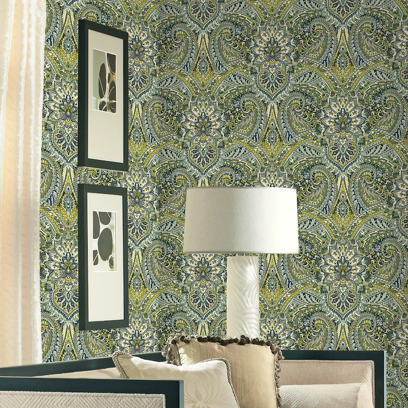 RoomMates Swept Away Green Peel & Stick Wallpaper