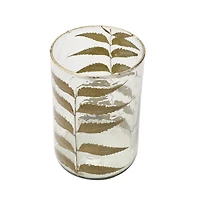 Hello Honey® 6.5" Embedded Neem Leaves & Foil Edge Handblown Glass Hurricane