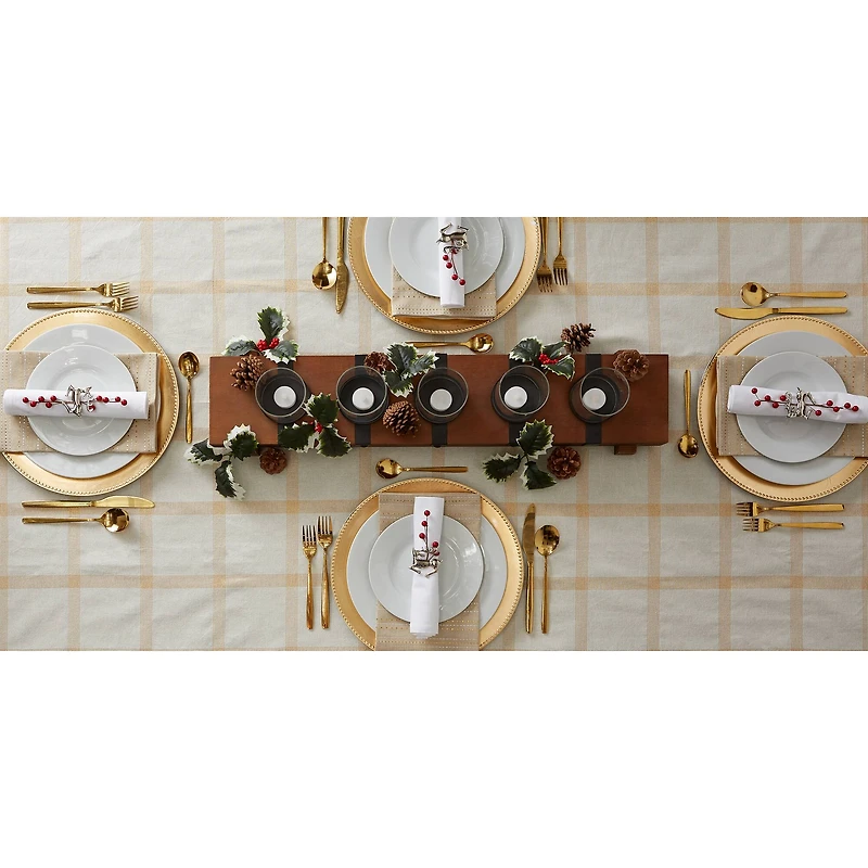 DII® 120" Gold Lurex Plaid Tablecloth