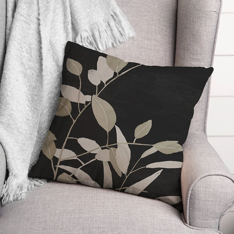 Black and White Greenery II 18" x 18" Throw Pillow