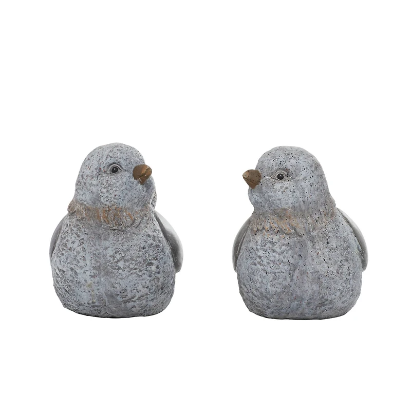 13" Gray Stone Country Bird Garden Sculpture Set
