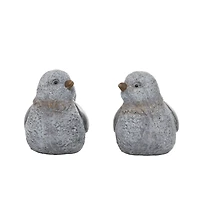 13" Gray Stone Country Bird Garden Sculpture Set