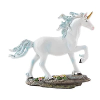White Unicorn Figurine Blue and White 7.5" x 2.25" x 6.5