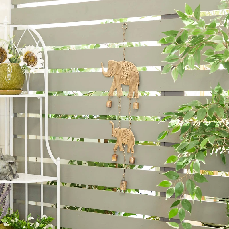 Brass Metal Eclectic Windchime, 10" x 2" x 28"