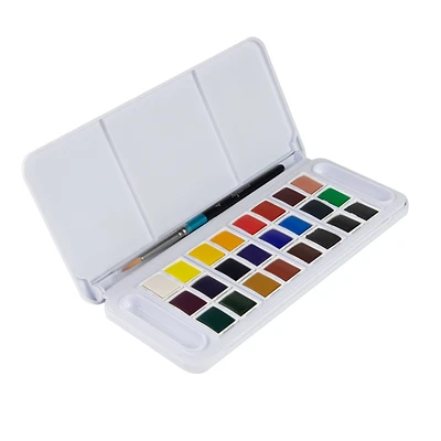 Daler-Rowney® Aquafine 24 Color Half-Pan Watercolor Travel Set with Brush