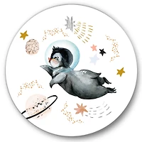 Designart - Little Penguin Flying Stars and Planets II