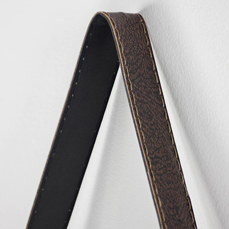 33" Metal & Wood Round Hanging Wall Shelf With Strap