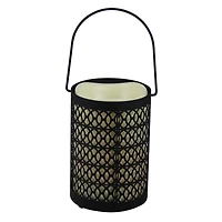 12" Opulent LED Candle Lantern with Timer, Black