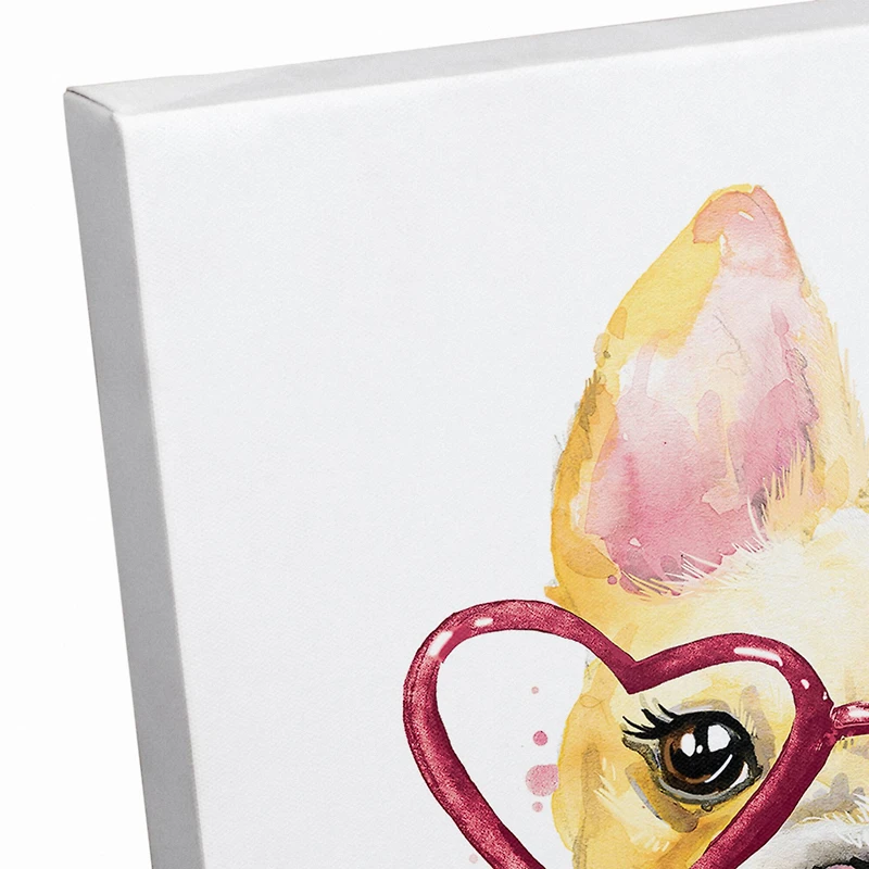 Heart Glasses Puppy Love 11" x 14" Canvas Wall Art
