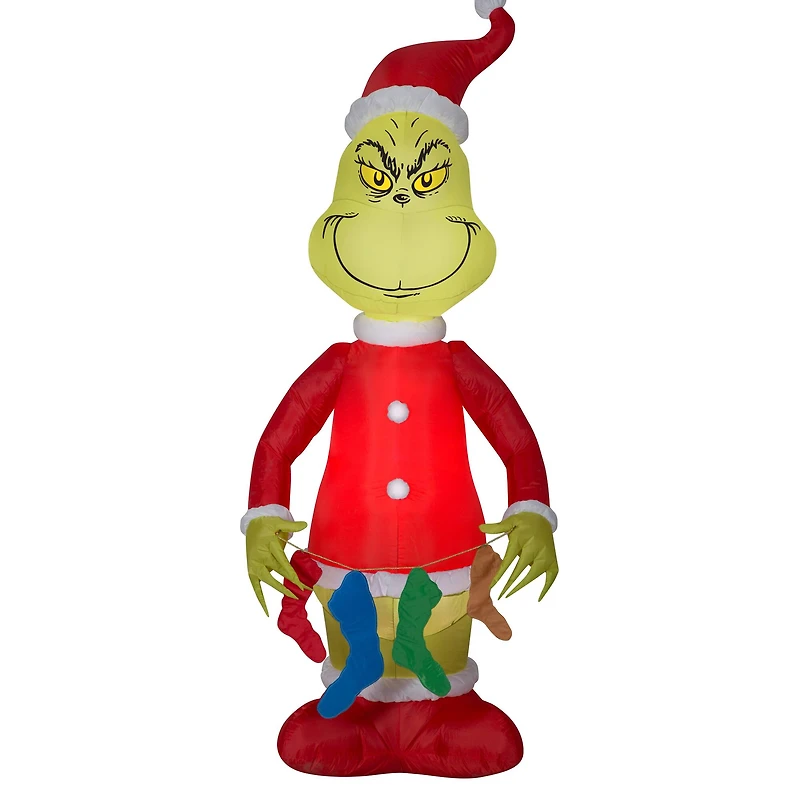6.5ft. Airblown® Inflatable Grinch Holding String of Stockings