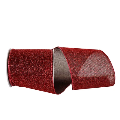 JAM Paper 4" x 10 yd. Scarlet Sparkle Glimmer Radiance Wired Edge Ribbon