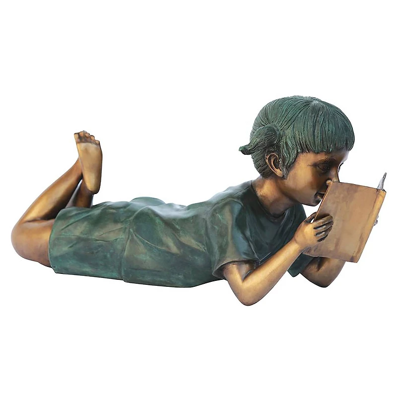 Design Toscano 17" Bookworm Girl Garden Reader Bronze Statue