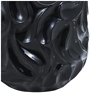 Large Black Wavy Textured Floor Vase