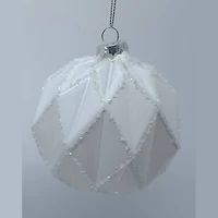 Glittered Christmas Glass Ball Ornaments - 3.75" (95mm) - White - 4ct