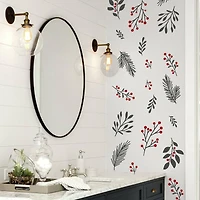Holly Berries & Twigs Peel And Stick Wall Decals