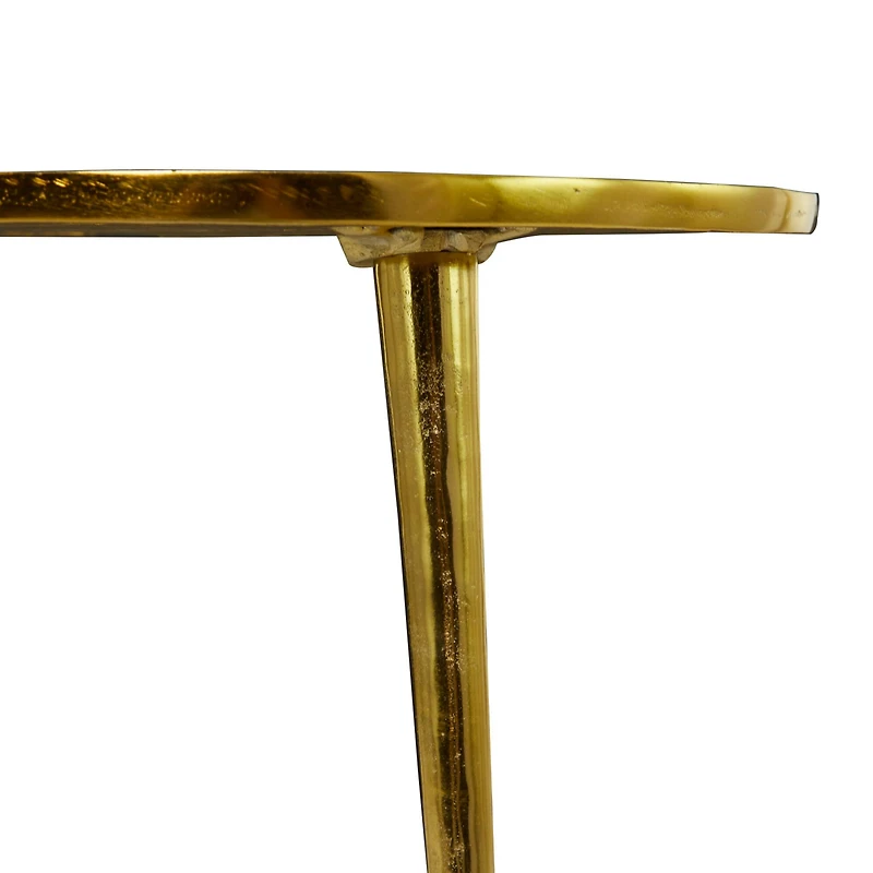 Gold Aluminum Accent Table with Clear Glass Top 20" x 19" x 22"