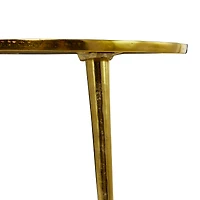 Gold Aluminum Accent Table with Clear Glass Top 20" x 19" x 22"