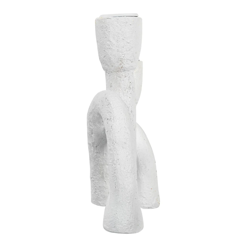 Hello Honey® 8.3" White Abstract Double Taper Candle Holder