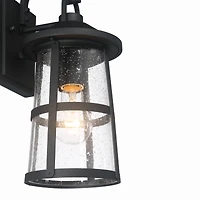 Hello Honey® Nantucket Matte Black Coastal Metal & Glass Wall Mounted Outdoor Lantern Light