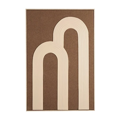 Brown Polyester Tan Ribbed Arches Abstract with Overlapping Home Wall Décor