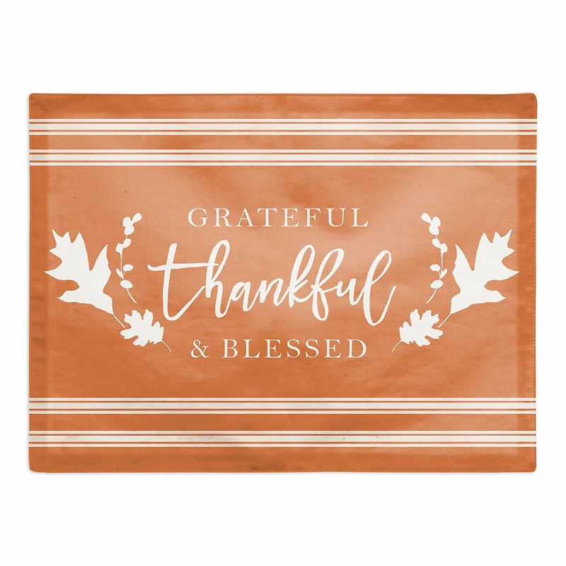 Grateful Thankful Blessed Stripes Cotton Twill Placemat