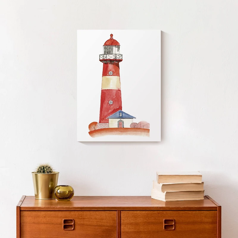 Red Lighthouse 12" x 16" Canvas Wall Art