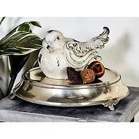 18" Traditional Round Silver Stainless Steel Beaded Cake Stand