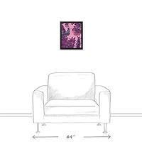 Pink Bird Scene 11" x 14" Black Framed Canvas