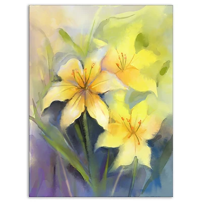 Designart - Watercolor Painting Yellow Lily Flower